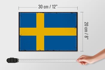 Panneau en bois drapeau de la Suède 30x20cm Drapeau rétro de la Suède 4