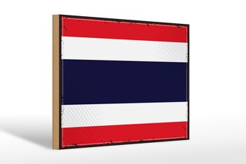Panneau en bois drapeau de la Thaïlande 30x20cm Drapeau rétro de la Thaïlande 1