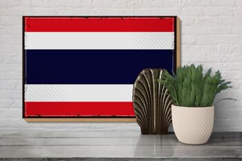 Panneau en bois drapeau de la Thaïlande 30x20cm Drapeau rétro de la Thaïlande 3