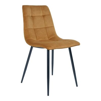 Middelfart Dining Chair - Chaise en velours jaune moutarde avec pieds noirs