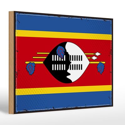 Cartel de madera Bandera de Suazilandia 30x20cm Bandera Retro Eswatini