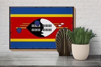 Panneau en bois drapeau du Swaziland 30x20cm, drapeau rétro Eswatini 3