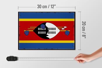 Panneau en bois drapeau du Swaziland 30x20cm, drapeau rétro Eswatini 4