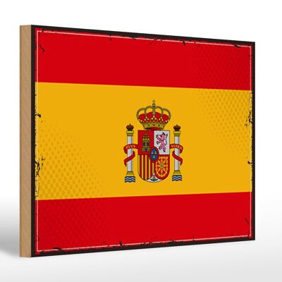 Wooden sign flag of Spain 30x20cm Retro Flag of Spain