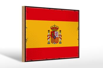 Panneau en bois drapeau de l'Espagne 30x20cm Drapeau rétro de l'Espagne 1