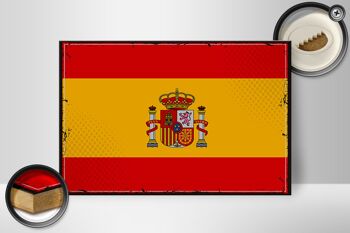 Panneau en bois drapeau de l'Espagne 30x20cm Drapeau rétro de l'Espagne 2