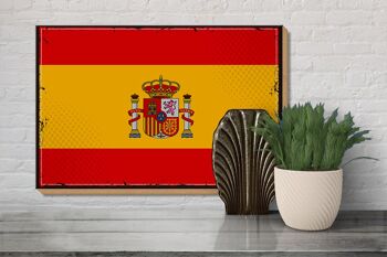 Panneau en bois drapeau de l'Espagne 30x20cm Drapeau rétro de l'Espagne 3