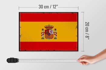 Panneau en bois drapeau de l'Espagne 30x20cm Drapeau rétro de l'Espagne 4