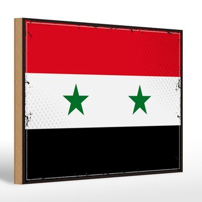 Holzschild Flagge Syriens 30x20cm Retro Flag of Syria