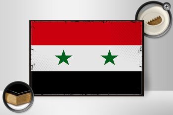 Panneau en bois drapeau de la Syrie 30x20cm Drapeau rétro de la Syrie 2