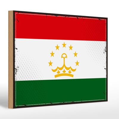 Holzschild Flagge Tadschikistan 30x20cm Retro Tajikistan