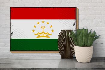 Panneau en bois drapeau Tadjikistan 30x20cm Rétro Tadjikistan 3