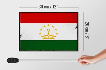 Panneau en bois drapeau Tadjikistan 30x20cm Rétro Tadjikistan 4