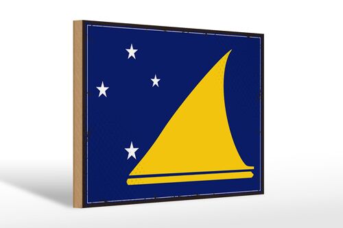 Holzschild Flagge Tokelaus 30x20cm Retro Flag of Tokelau