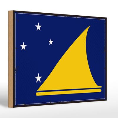 Letrero de madera Bandera de Tokelau 30x20cm Bandera Retro de Tokelau