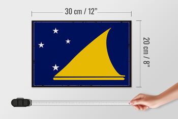 Panneau en bois drapeau des Tokélaou 30x20cm Drapeau rétro des Tokélaou 4