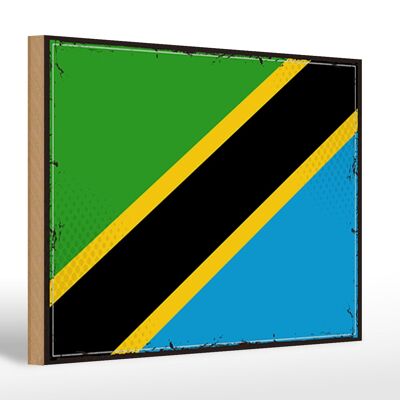 Letrero de madera bandera Tanzania 30x20cm Bandera Retro de Tanzania