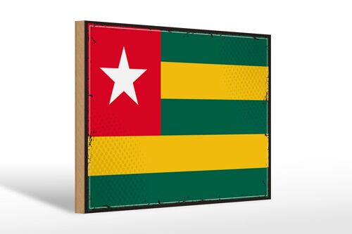 Holzschild Flagge Togos 30x20cm Retro Flag of Togo