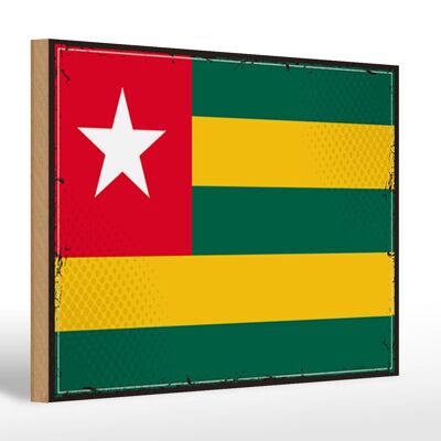 Cartello in legno bandiera del Togo 30x20 cm Bandiera retrò del Togo