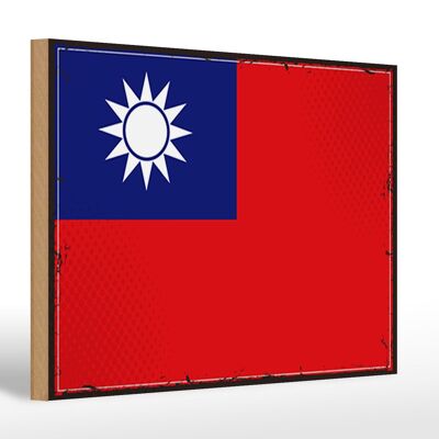 Letrero de madera bandera China 30x20cm Bandera Retro de Taiwán
