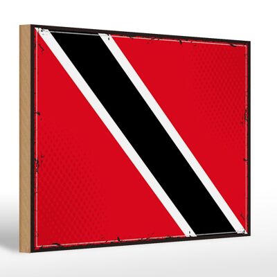 Letrero de madera bandera de Trinidad y Tobago bandera retro 30x20cm