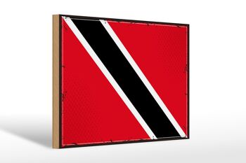 Drapeau panneau en bois Trinité-et-Tobago 30x20cm drapeau rétro 1