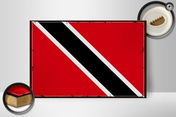 Drapeau panneau en bois Trinité-et-Tobago 30x20cm drapeau rétro 2