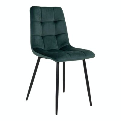 Silla de comedor Middelfart - Silla de terciopelo verde oscuro con patas negras