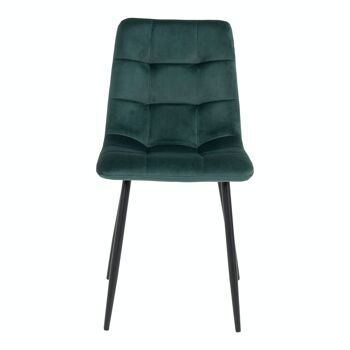 Middelfart Dining Chair - Chaise en velours vert foncé avec pieds noirs 3