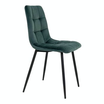 Middelfart Dining Chair - Chaise en velours vert foncé avec pieds noirs 4