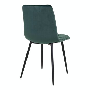 Middelfart Dining Chair - Chaise en velours vert foncé avec pieds noirs 5