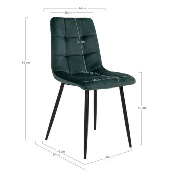 Middelfart Dining Chair - Chaise en velours vert foncé avec pieds noirs 6