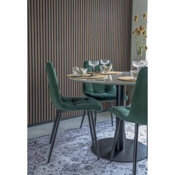 Middelfart Dining Chair - Chaise en velours vert foncé avec pieds noirs 8