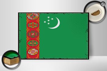 Panneau en bois drapeau du Turkménistan 30x20cm Rétro Turkménistan 2