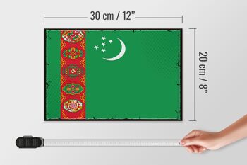Panneau en bois drapeau du Turkménistan 30x20cm Rétro Turkménistan 4