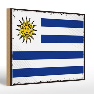 Holzschild Flagge Uruguays 30x20cm Retro Flag of Uruguay