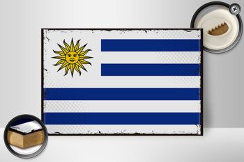 Panneau en bois drapeau de l'Uruguay 30x20cm Drapeau rétro de l'Uruguay 2