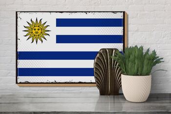 Panneau en bois drapeau de l'Uruguay 30x20cm Drapeau rétro de l'Uruguay 3