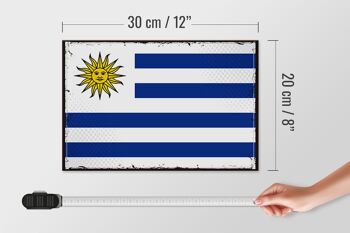 Panneau en bois drapeau de l'Uruguay 30x20cm Drapeau rétro de l'Uruguay 4