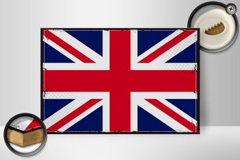 Panneau en bois drapeau Union Jack 30x20cm Rétro Royaume-Uni 2