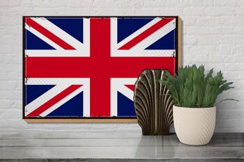 Panneau en bois drapeau Union Jack 30x20cm Rétro Royaume-Uni 3