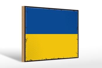 Drapeau en bois Ukraine 30x20cm Drapeau rétro de l'Ukraine 1