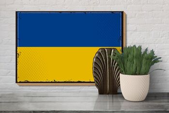 Drapeau en bois Ukraine 30x20cm Drapeau rétro de l'Ukraine 3