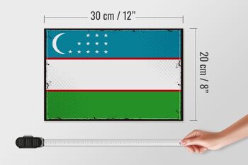 Panneau en bois drapeau de l'Ouzbékistan 30x20cm Rétro Ouzbékistan 4