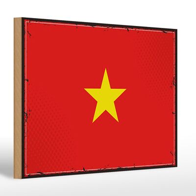 Cartello in legno bandiera del Vietnam 30x20 cm Bandiera retrò del Vietnam