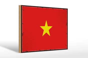 Panneau en bois drapeau du Vietnam 30x20cm Drapeau rétro du Vietnam 1