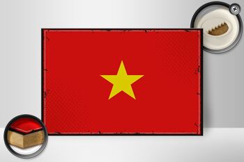 Panneau en bois drapeau du Vietnam 30x20cm Drapeau rétro du Vietnam 2