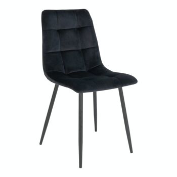 Chaise de salle à manger Middelfart - Chaise en velours noir avec pieds noirs 1