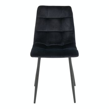 Chaise de salle à manger Middelfart - Chaise en velours noir avec pieds noirs 2
