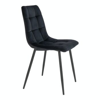 Chaise de salle à manger Middelfart - Chaise en velours noir avec pieds noirs 3